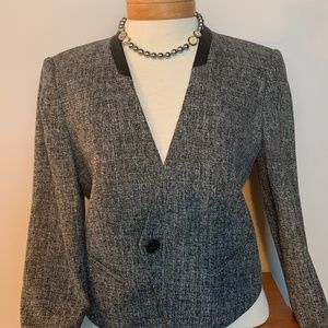 Ann Taylor black/grey tweed SB blazer